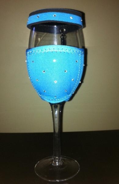 Diamond decorative 2.5mm neoprene wine glass cover cooler holer with lid