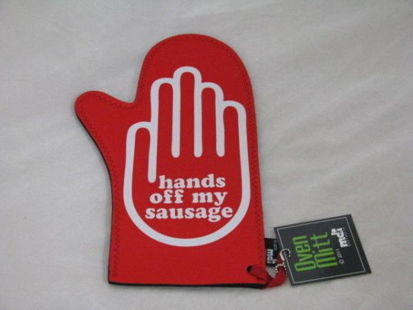 HANDS OFF MY SAUSAGE NOVELTY NEOPRENE BBQ OVEN MITT