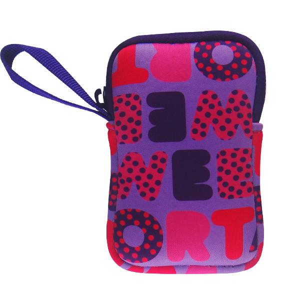wrist strapped cute neoprene wallet purse bag for girls. Full color printed