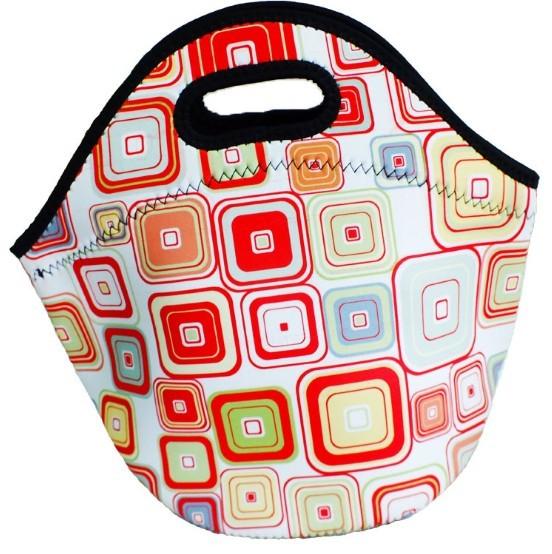 Zippered insulated portable neoprene lunch tote bag with durable hard liner