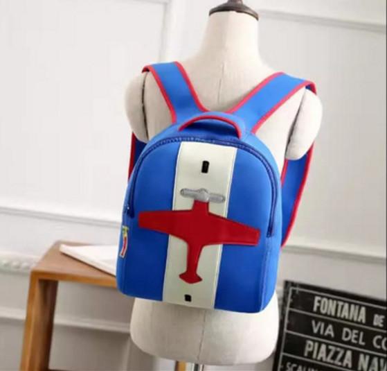 plane embroidered,33x24x11cm kids backpack with adjusted double shoulder straps.